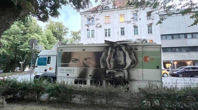 Munich (Germany): the TV truck didn’t make it through the night