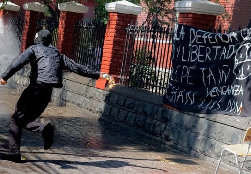 (Chile) Fiery Demo at Manuel Barros Boroño High School 10 Years After the Death of Sebastián Oversluij