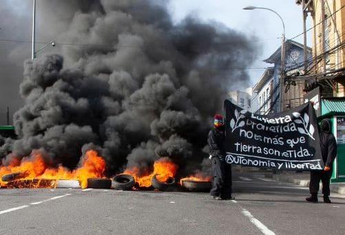 Fiery Outing at Playa Ancha University for the Land and Against Capital ( Chile)